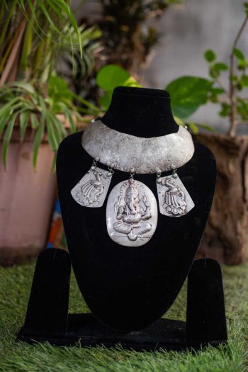 Brass silver Necklace-GN048