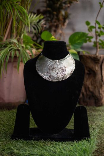 Brass silver Necklace-GN049